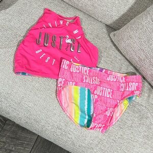 Justice reversible 2 piece swimsuit GIRLS size 20